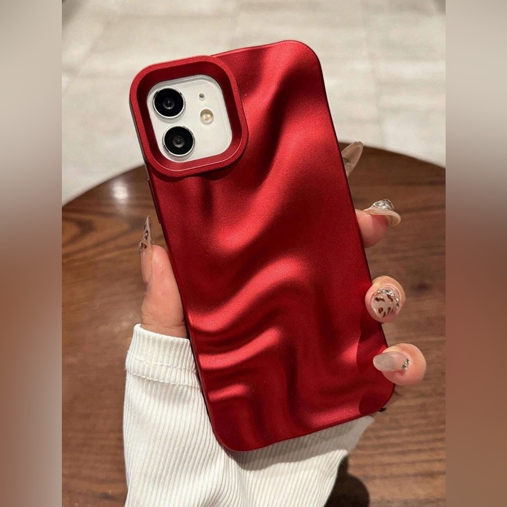 Apple iPhone Phone Case Red Metallic Three Dimensional Wave Pattern Christmas